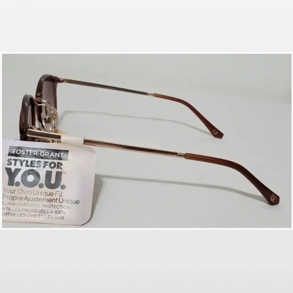 New Foster Grant Sunglasses Womens Tortoise Cat Eyes Polarized Brown Tinted Gold
